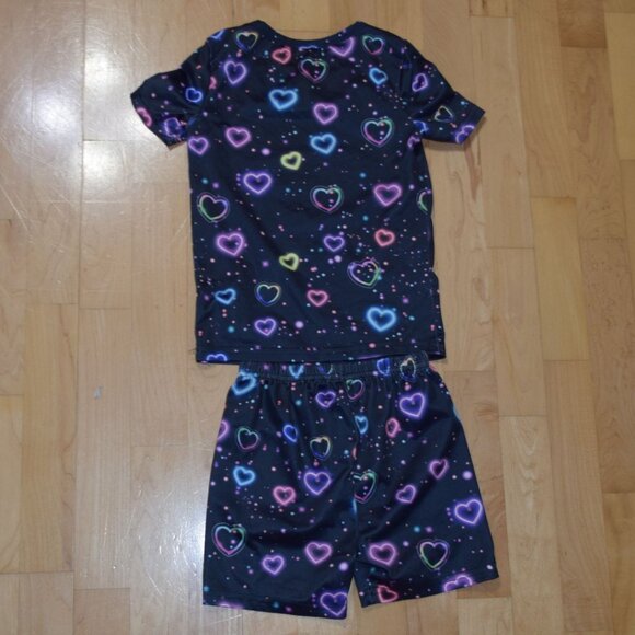 UV Shines Girls' Sz 7 Shirt & Shorts Heart Pattern Tight-Fitting Pajamas - Picture 3 of 3